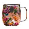 Double-Wall Glass Mug 350ml Heat-Resistant Flower Coffee Tea Cup Insulated Cup for Hot Cold