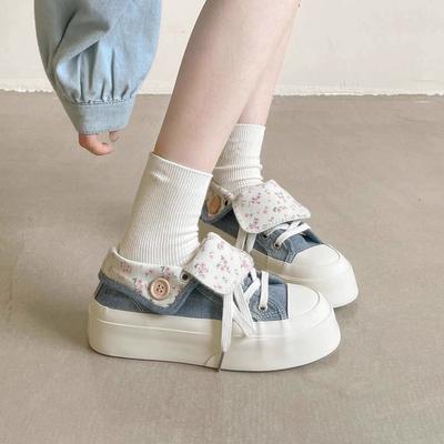 Мода 2025 Мягкие Женские Нишевый Дизайн Массивные Повседневные Кроссовки Высокие парусиновые кеды Студенческие Конвертируемые Двусторонние Носки Обувь для скейтбординга Толстая подошва