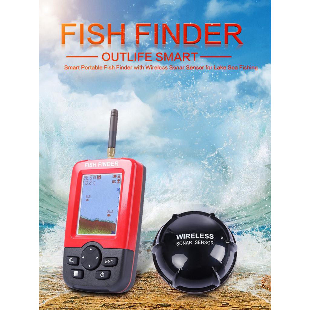 Wireless Portable Fish Finder 45M/135FT Sonar Depth Sounder Alarm Ocean River Lake Echo Sounder