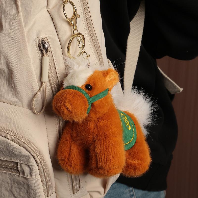 Cute Zodiac Horse Plush Toy Stuffed Doll Bag Pendant Decoration Backpack Hanging Holiday Jewelry Gifts Bag Charm