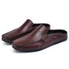 Модные шлепанцы из натуральной кожи Лоферы новая Мода Мужские полулоферы Слайды Дышащие мюли для мужчин Легкая дышащая обувь для платья