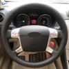 For Ford Mondeo 2007-2014 Galaxy 2006-2015 S-Max 2006-2014 Hand Braids On Car Steering Wheel Cover Perforated Leather Trim