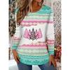 Christmas Theme 3D Print Women's Crew Neck T-Shirt Casual Long Sleeve T-Shirt Spring & Fall Women's Clothing Pullover