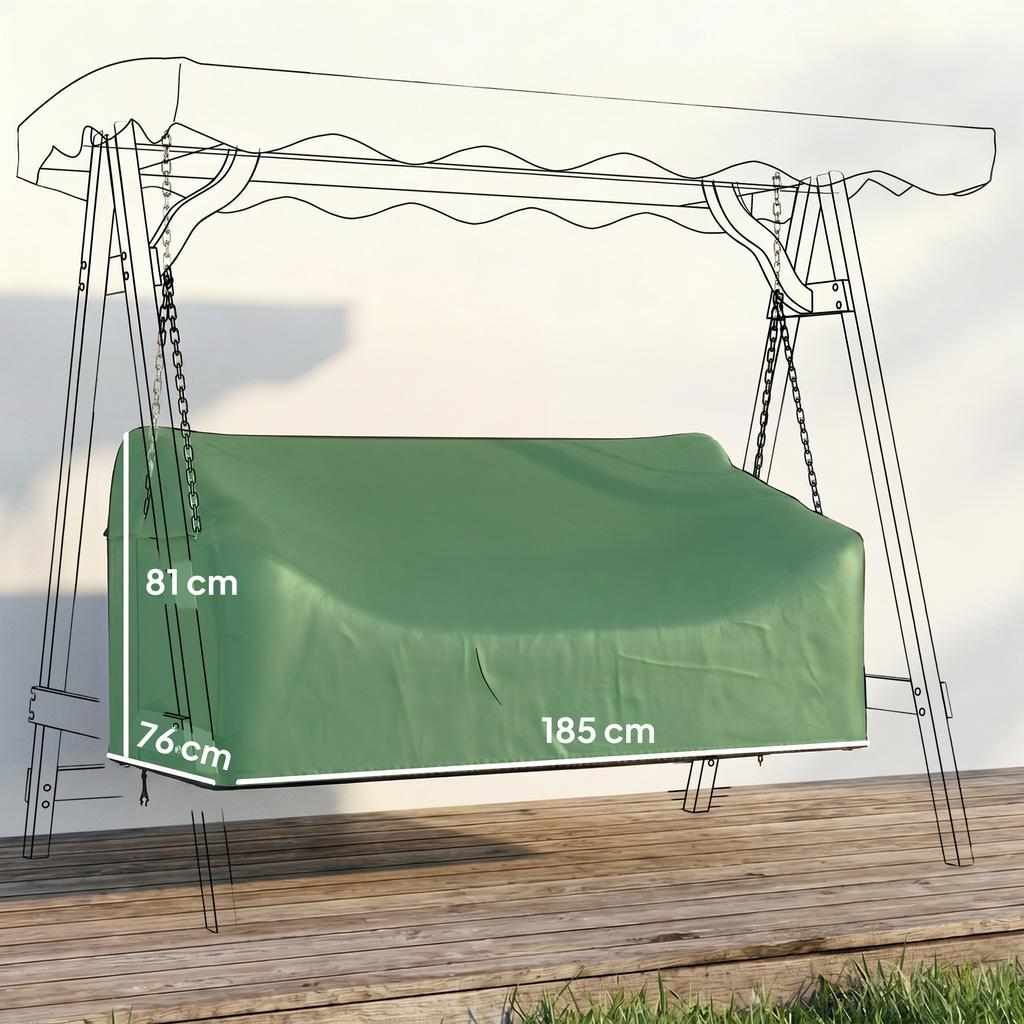 3-Seater Garden Swing Cover, Waterproof Protective Cover, Windproof and UV-Resistant, 420D Oxford Fabric