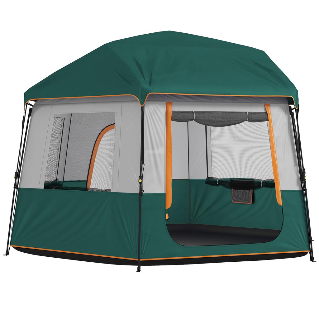 Cabin Tent Easy Setup 3000mm Waterproof Camping Tent 4 Person with Carrying Bag Green