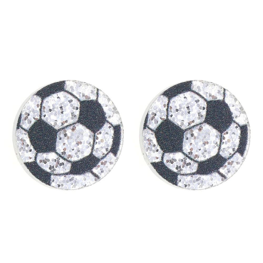 Acrylic Sparkling Ball Stud Earrings Soccer Rugby Volleyball Ear Jewelry Athletes Sports Fans