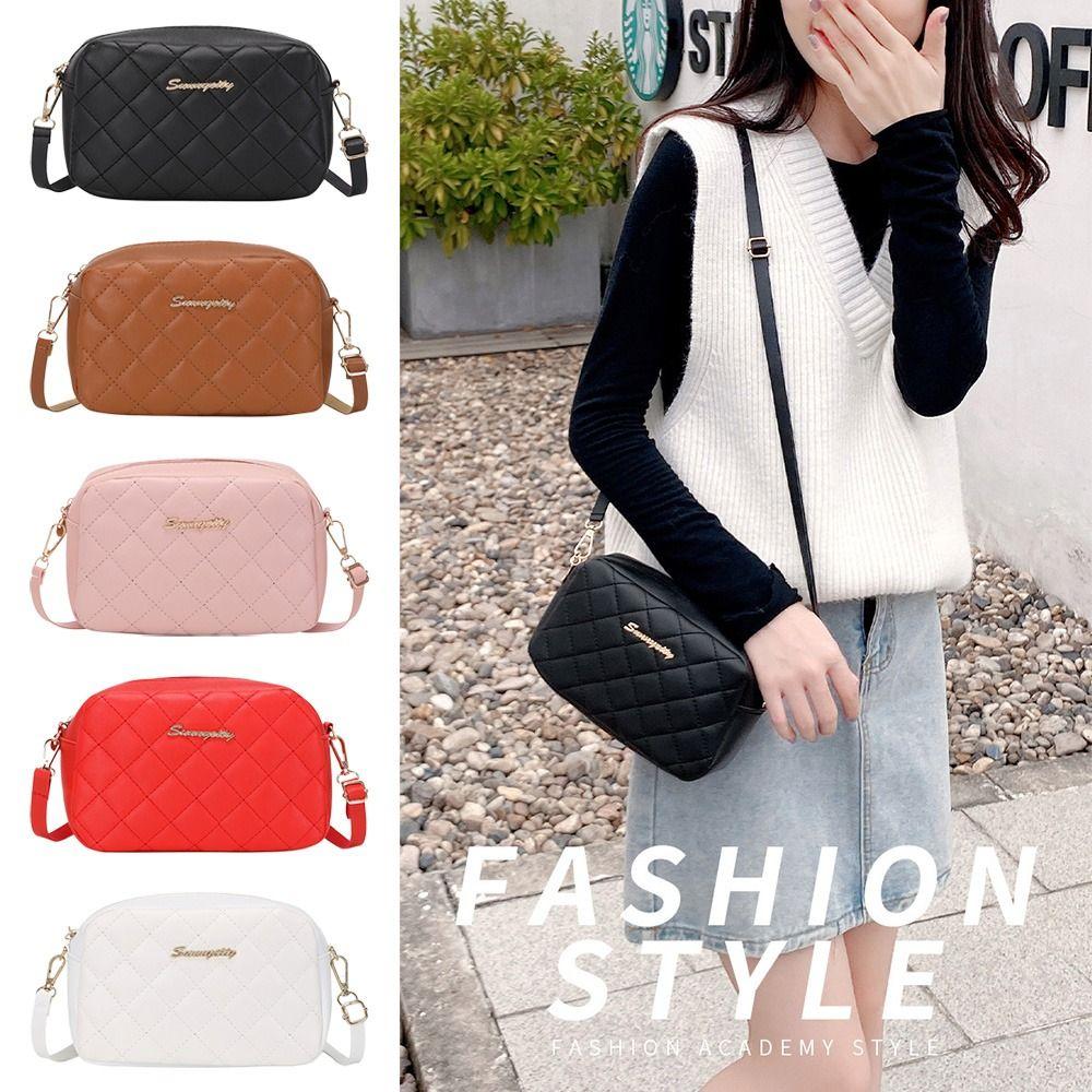 Small Lingge Embroidery Fashion Crossbody Women Messenger Bag PU Leather Shoulder Bag Handbags