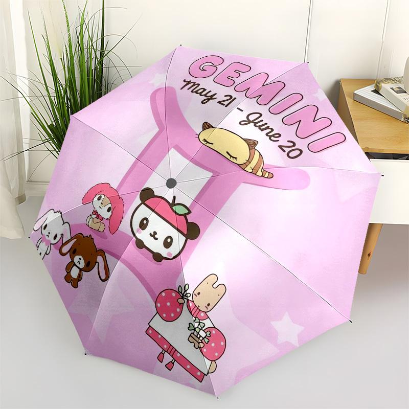 1 шт. Зонт Sanrio Зодиак Близнецы Милые Персонажи с Пластиковой Ручкой, Подходит для Всех Сезонов На Улице YUSAN372