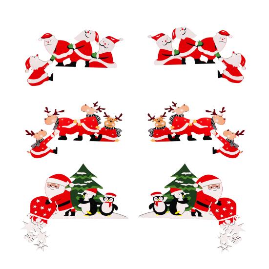 Christmas Door Topper Decoration Wood Santa Claus Reindeer Door Frame Corner Sign for Front Door Window Mantel Shelf Cabinet Home Indoor Decor