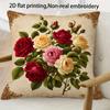 2D Printed Vintage Rose Flower Pillow Cover Retro Floral Bouquet Print Soft Throw Pillow Case For Shabby Chic Home Decor Gift