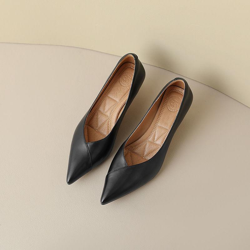 Ретро Туфли-лодочки на среднем каблуке Женская обувь Офис Заостренный носок Женские туфли Быстрая доставка Популярные Шикарные и элегантные Весенняя распродажа обуви