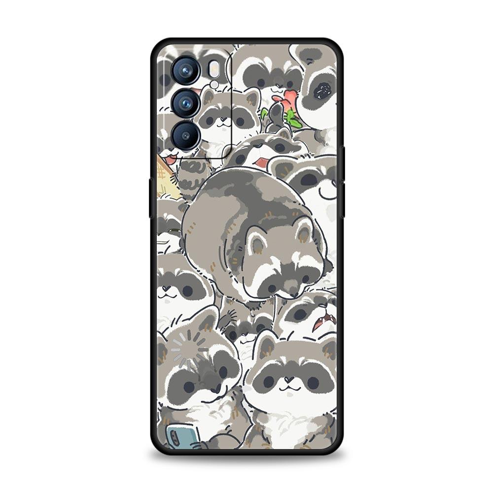 Raccoon Phone Case For Oppo A54 A53 A52 A15 A95 A16 A78 A79 A80 A98 4G Find X5 X6 Reno10 12 13 F Pro 5G Cover