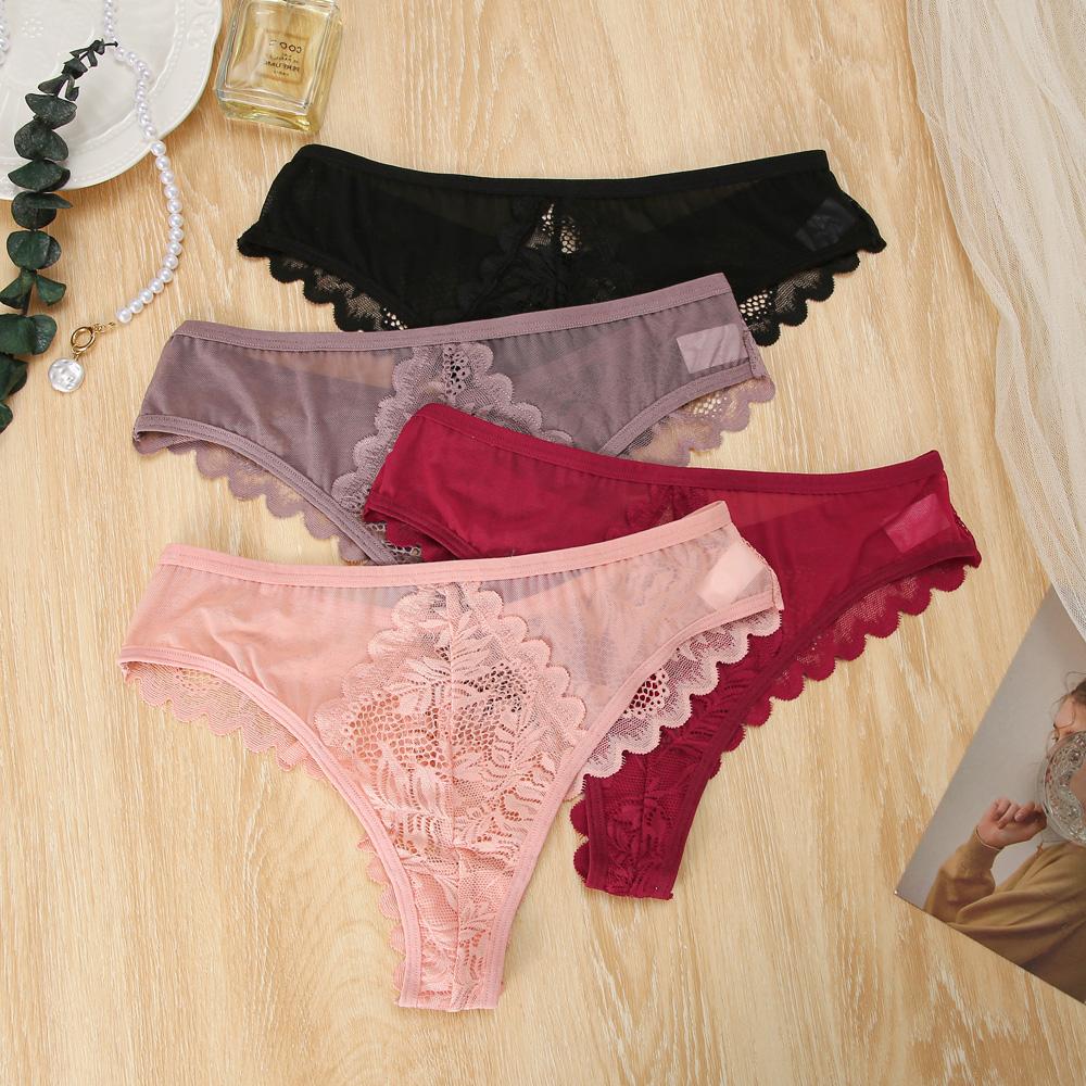 FINETOO Сексуальное удобное женское нижнее белье, кружевное нижнее белье, женские трусики, стринги с низкой талией, ажурные стринги, женские однотонные трусы