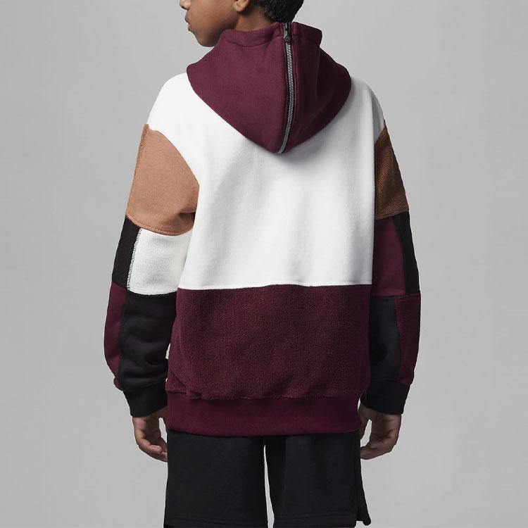 Jordan Толстовка с капюшоном Flight Heritage Color Block с логотипом и принтом Детские толстовки с капюшоном Cherry-Wood-Red FD9365-628