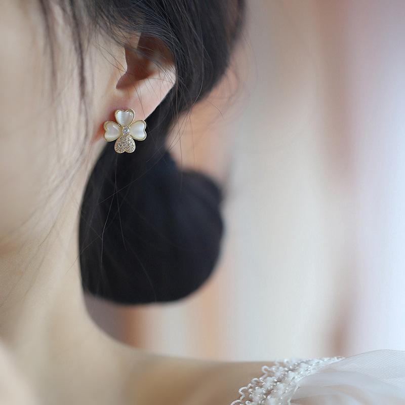 Модные серьги с четырьмя листочками клевера и кошачьим глазом, серьги-подвески, новые женские серьги, не теряющие цвет