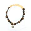 Stones and Minerals. Orange Chalcedony + Hematite + Wood Bead Bracelet 8 Mm. Made In France.