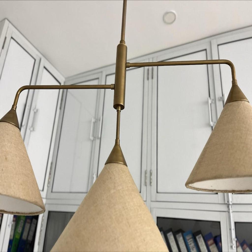 Люстра Sputnik середины века на 3 лампы, современный подвесной светильник из необработанной латуни