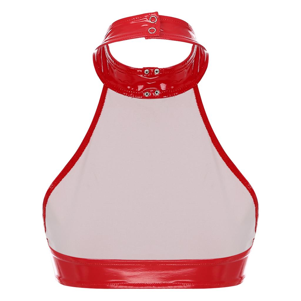 Женский латексный укороченный топ с лямкой на шее, нижнее белье без рукавов, обтягивающие топы без подкладки, бюстье Rave, клубная одежда