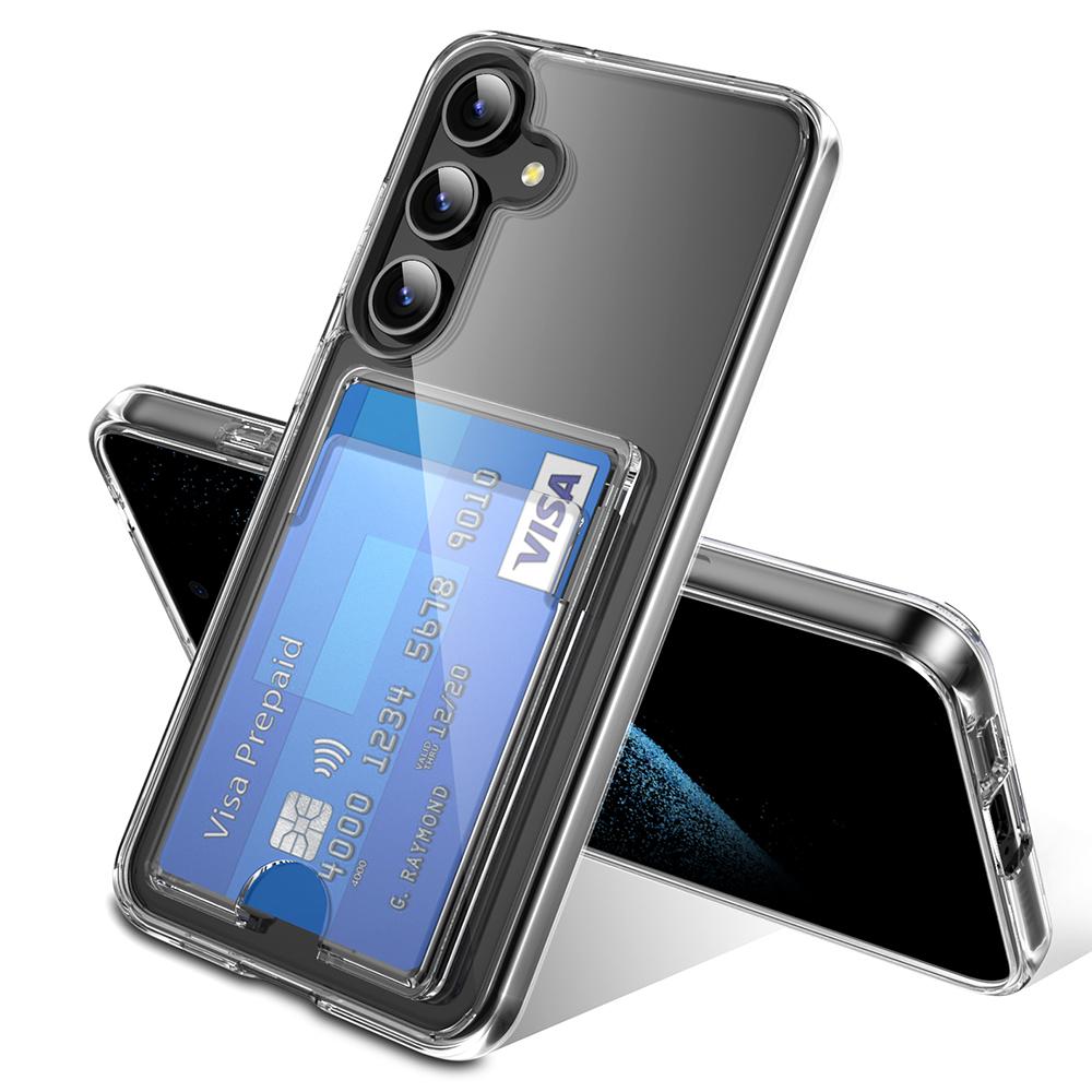 Для Samsung Galaxy S25+ прозрачный чехол TPU+PC+акриловый чехол для мобильного телефона с держателем для карт
