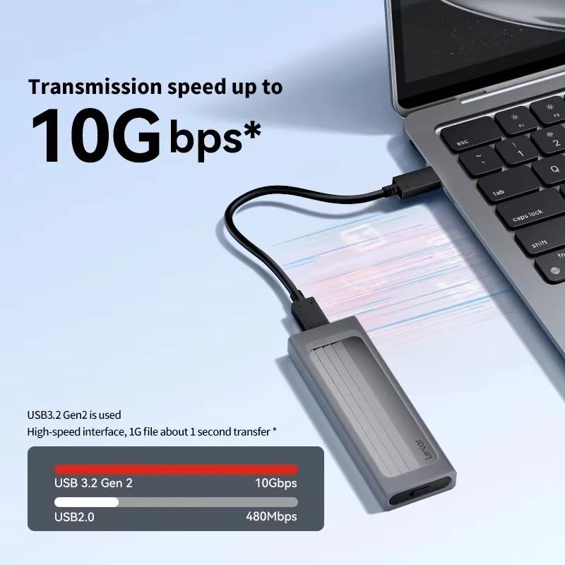 Lexar Корпус для M.2 NVMe SSD 10 Гбит/с USB 3.2 Gen 2 Type-C, Внешний корпус для жесткого диска, Считыватель SSD, Мобильный бокс для твердотельного диска, Поддержка NVMe SSD до 4 ТБ