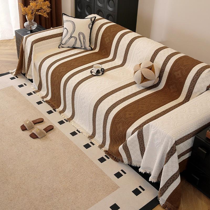 Bohemian Style Cotton Chenille Sofa Cover Full Protection Dustproof Slipcover Sectional All