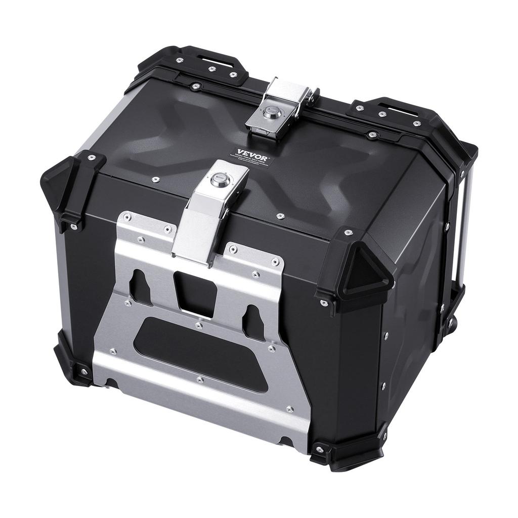 VEVOR Motorcycle Top Case, Universal Aluminum Alloy Motorbike Tail Box with Leather Lining