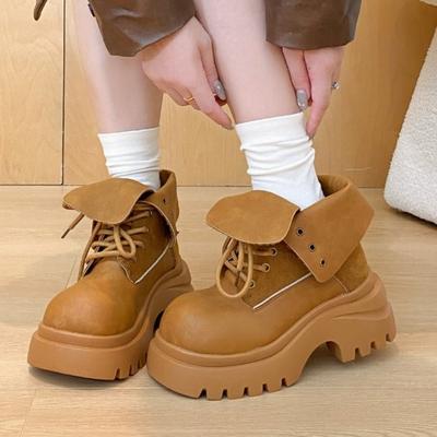 Мода 2025 Зима Новые Ботильоны Женские Плоская платформа Модная обувь Повседневная спортивная обувь Тренд Бренд Женские Кроссовки На шнуровке Зимние ботинки