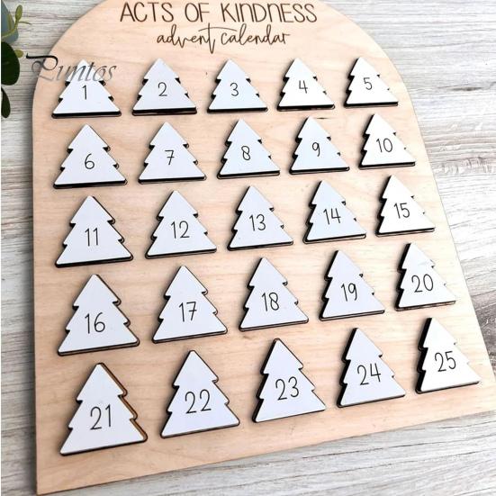 Деревянный рождественский адвент-календарь Акты доброты Адвент-календарь Рождественская елка 25-дневный обратный отсчет календарь для детей Взрослые Доброта Испытания