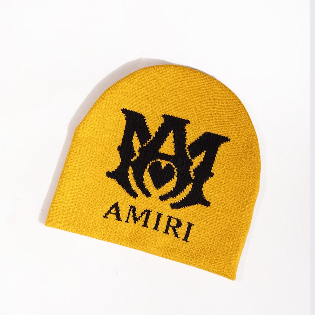 Шапка бини вязаная с узором в виде букв Amiri Модная повседневная уличная Подарок Теплая