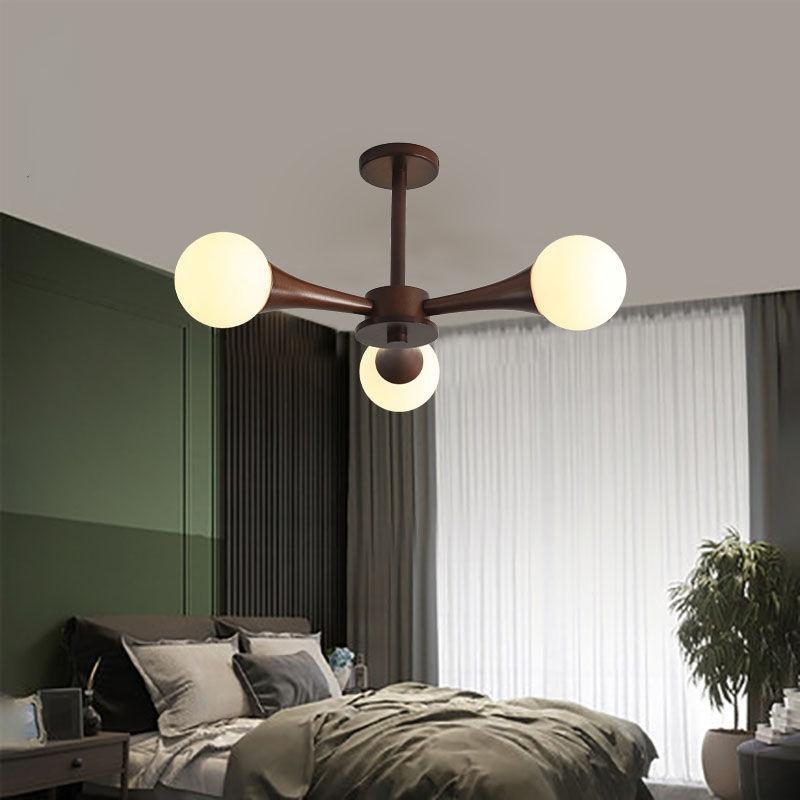 Люстра для гостиной, простые современные светильники из орехового дерева, столовая, бревенчатые лампы