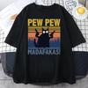 Pew Madafakas Black Cat Print Male Cotton Tee Clothing Personality Vintage T-Shirts Casual Trend Tops Mens Short Sleeve