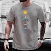 Cosmic Solar System Planets Print Short Sleeve T-Shirt Men  Casual Tee Clothing Loose Oversized Summer Cotton Tops Tshirts