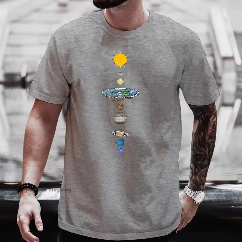 Cosmic Solar System Planets Print Short Sleeve T-Shirt Men Casual Tee Clothing Loose Oversized Summer Cotton Tops Tshirts