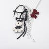 Women Cute Animal Schnauzer PU Leather Puppy Backpack Pendant Woven Rope Backpack Hanging Pendant Bags Accessories