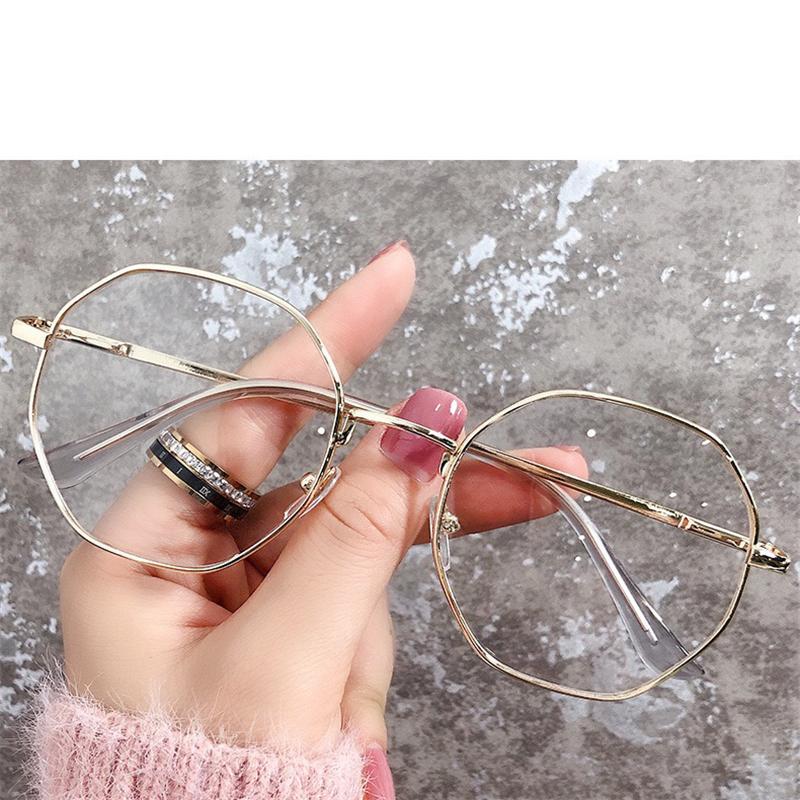 Простые женские антисиние очки, многоугольные очки в металлической оправе, модные женские очки