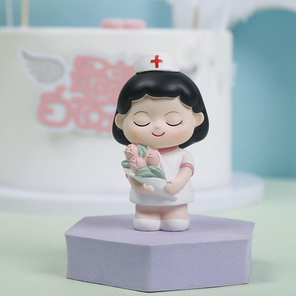 DlY Landscaping White Nurse Figurine Cartoon Nurse Baking Ornaments Doctor Model  Nurses' Day