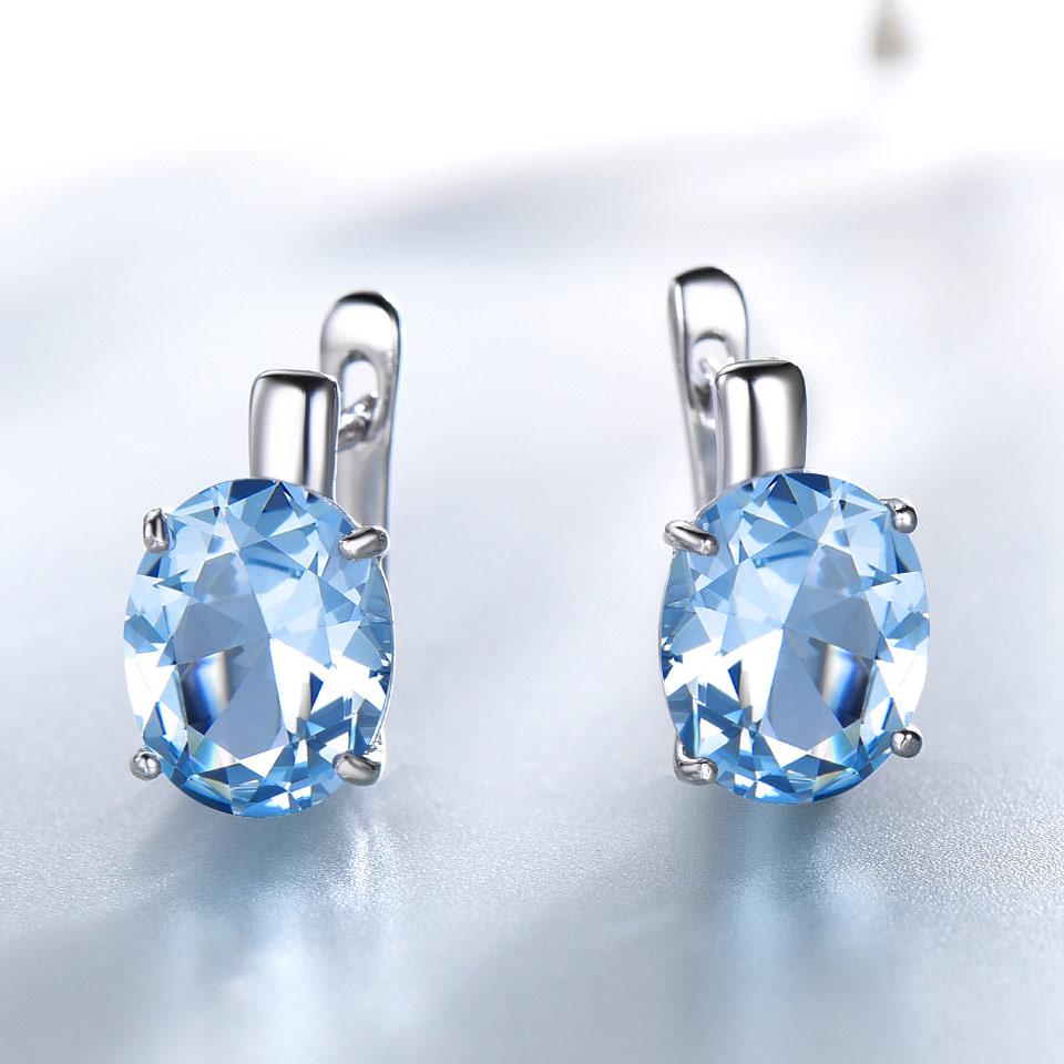Umcho Oval Nano Sky Blue Topaz Gemstone Clip Earring