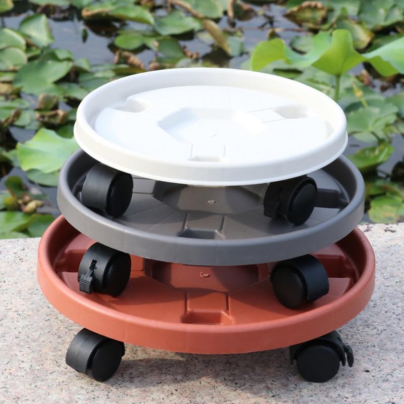 Универсальный круглый пластиковый поднос для цветочных горшков на колесах, прочная стойка для цветочных горшков, передвижная подставка для растений в горшках с роликами