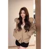 Luxurious Fur Collar Hooded Zip-Up Knit Cardigan - Long Sleeve, Thick & Versatile Sweater for Women (Autumn/Winter)