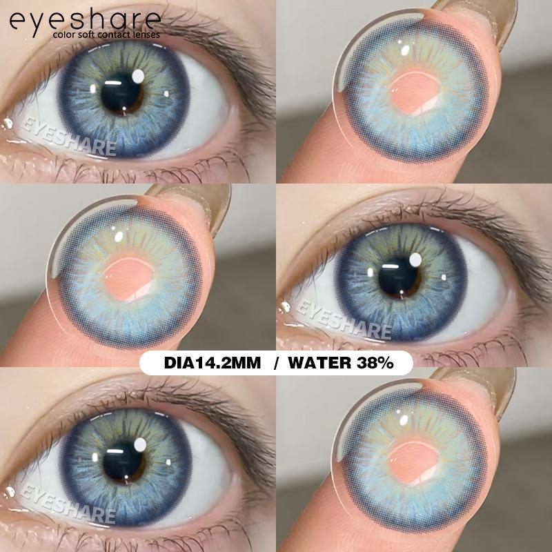 Eyeshare Blue Lenses 1 Pair Colored Pupils for Eyes Fashion Beauty Lenses Color Contact Lenses Big Eyes Colorcon Lenses for Woman