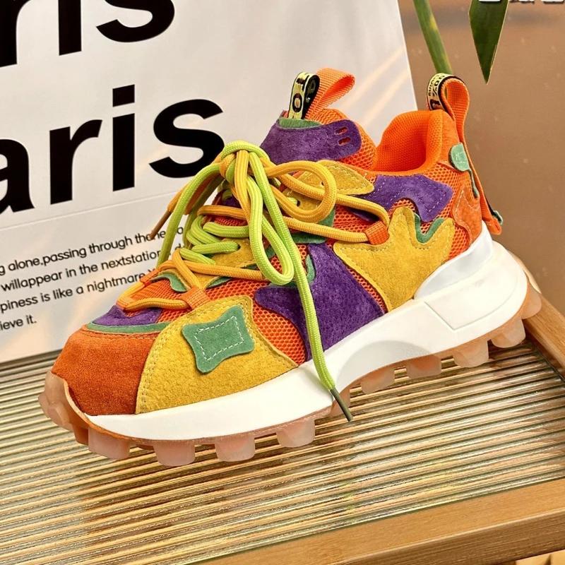 Модная женская уличная спортивная обувь Four Seasons Fashion Персонализированная универсальная толстая подошва вафельная повседневная обувь нескользящая 2024