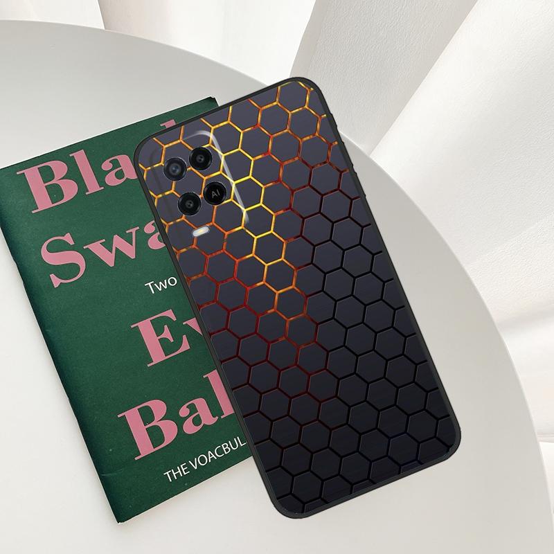 3D Шестиугольный Чехол для Oppo A52 A72 A76 A96 A54 A74 A94 A54S A57S A58 A78 A98 A57 A77 A15 A16 A17
