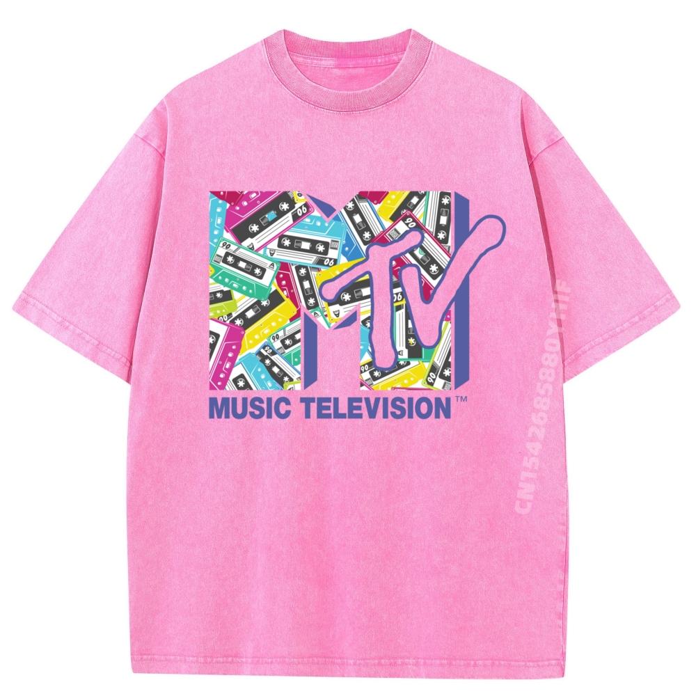 X Mtv The Official Mtv With The Classic 80s Tapes New T Shirt Mens Clothes Aesthetic Graphic Tees Soft Washed Shirt