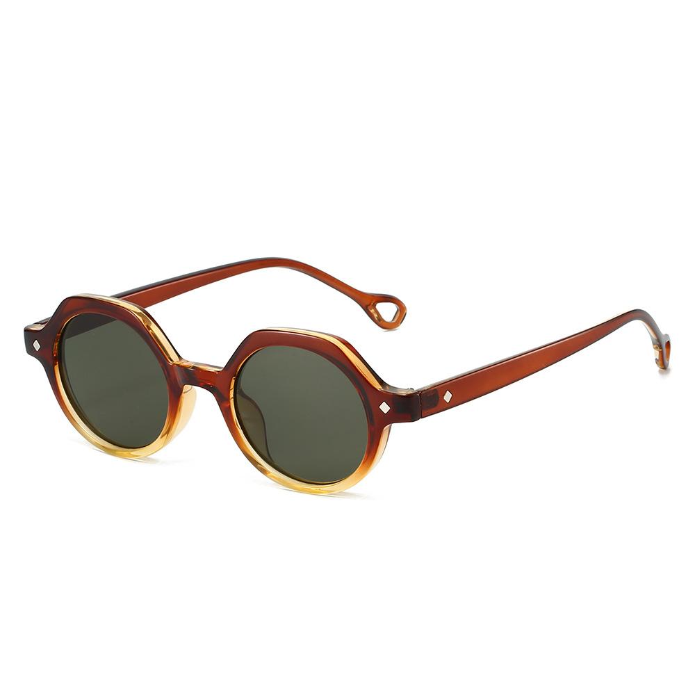 Retro Round Women Sunglasses Fashion Rivets Decoration Men Punk Shades Uv400 Leopard Sun Glasses