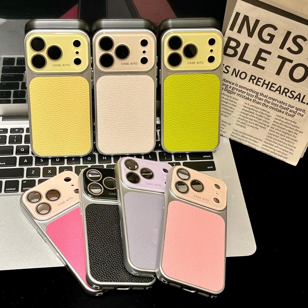 Совместимо с iPhone: 17 Чехол с текстурой кожуры личи, Пленка на объектив Apple 16 Pro Max, 15 Пылезащитный чехол.