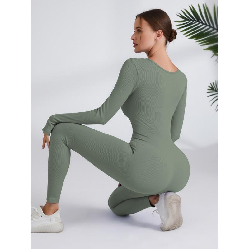 Зимний длинный цельный костюм для йоги для женщин, быстросохнущий, для бега, фитнеса, цельные штаны для йоги с длинным рукавом