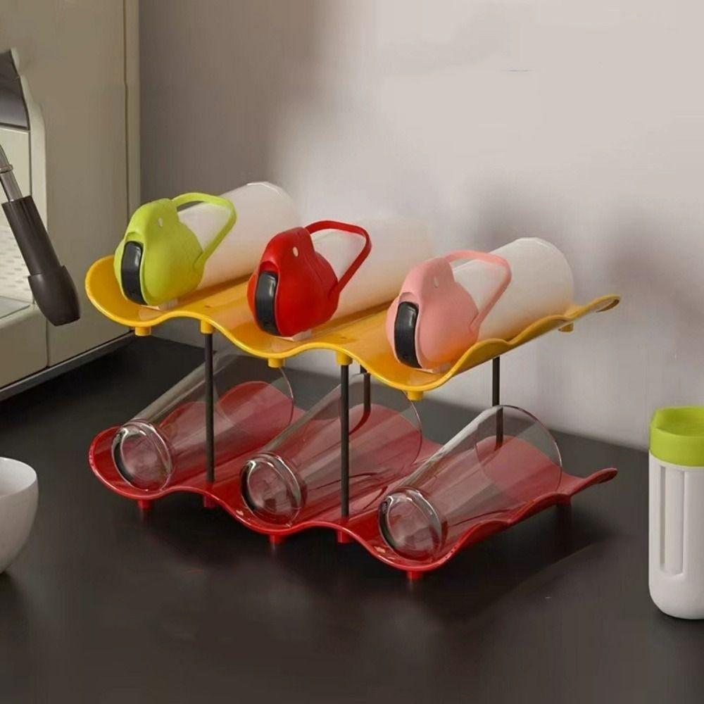 Anti-Fall Cup Storage Rack Large Capacity Water Cup Holder Wavy Multi-layer Finishing Rack Pantry