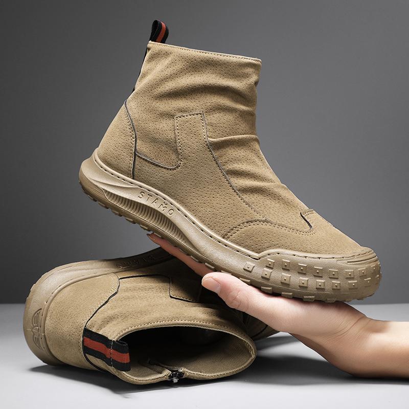 Autumn Winter Men's Boots High Top Leather Shoes Men's Ankle Boots Fashion Comfortable Motorcycle Boots Platform Boots Man