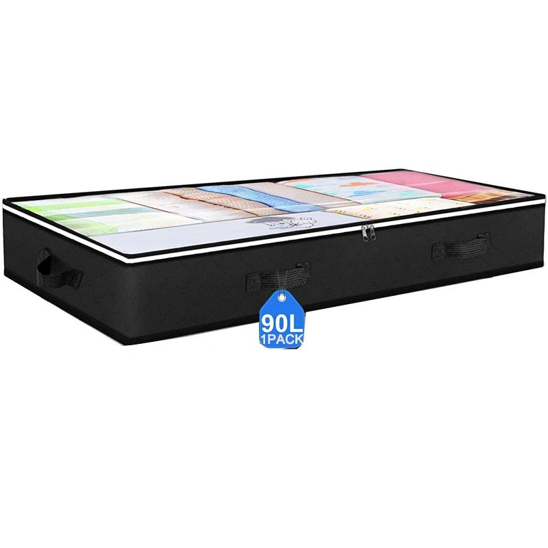 1pc Non-woven Underbed Quilt Storage Bag Large Capacity Foldable Clothing Sorting Bag Dustproof Storage Box Wardrobe Organizer