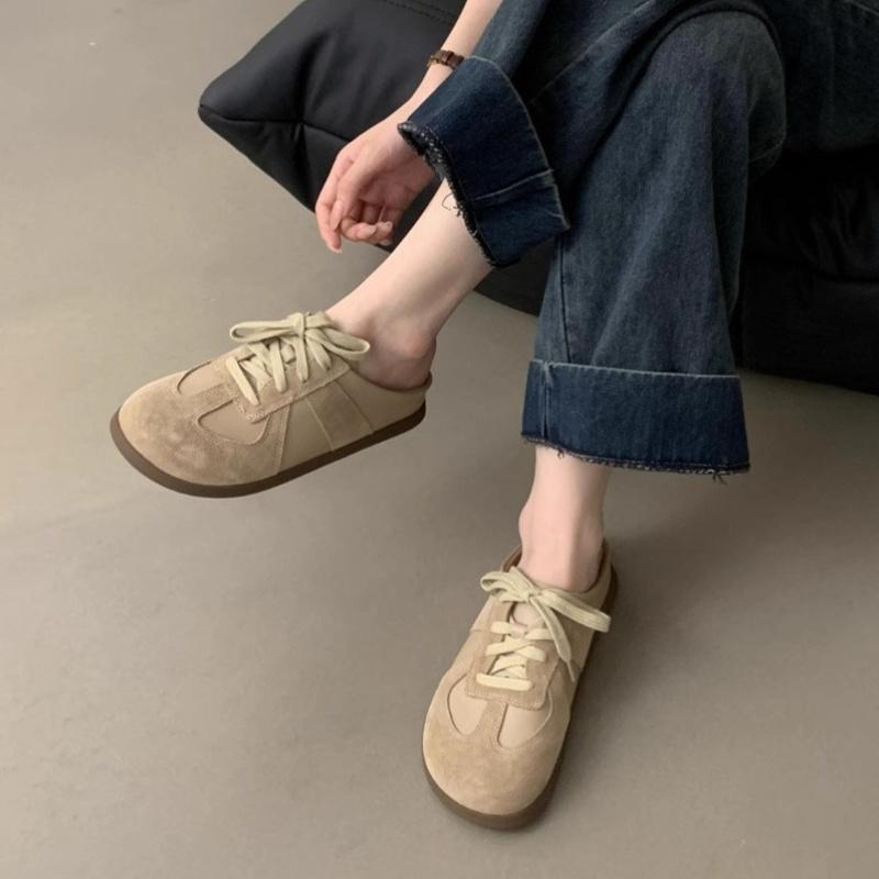 Модные тапочки Женские летние шлепанцы Лоферы Платформа Средний Женская обувь Закрытый носок Мода 2025 Плоские Роскошные Тканевые Резиновые ПУ Рим Хлопок